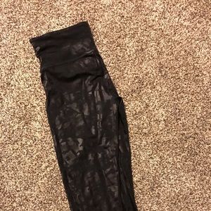 Spanx faux leather camo leggings in matte black.